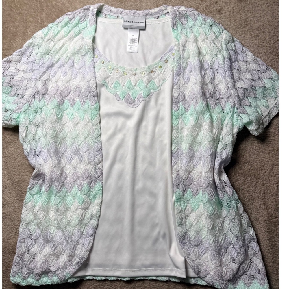 Alfred Dunner PS Pastel Lace Crochet Top Grandmacore Cottagecore Fairycore